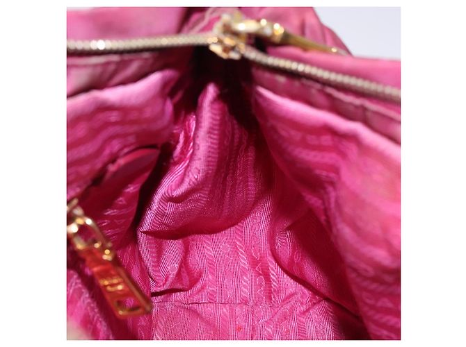PRADA Borsa a mano in nylon rosa oro Auth 134403 D'oro - vista 20