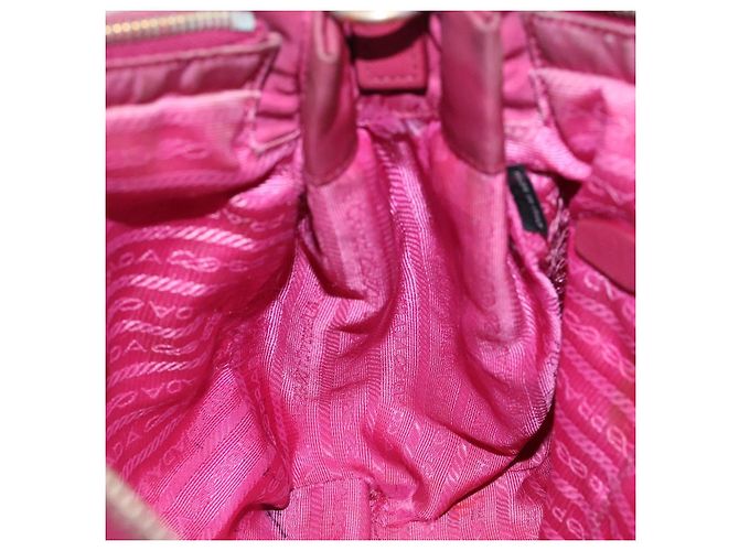 PRADA Borsa a mano in nylon rosa oro Auth 134403 D'oro - vista 21