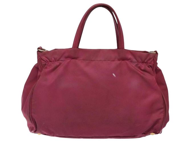 PRADA Borsa a mano in nylon rosa oro Auth 134403 D'oro - vista 3