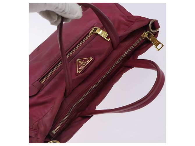 PRADA Borsa a mano in nylon rosa oro Auth 134403 D'oro - vista 6