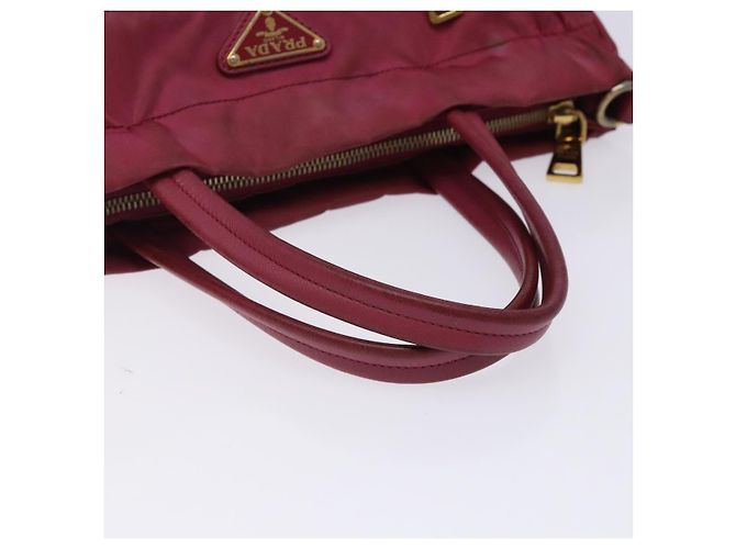 PRADA Borsa a mano in nylon rosa oro Auth 134403 D'oro - vista 7