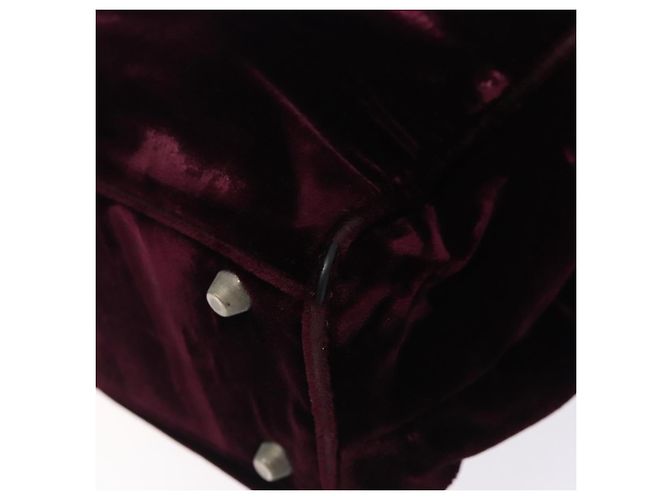 PRADA Borsa a Mano Velluto Bordeaux Argento Auth BA4254 Bordò - vista 10