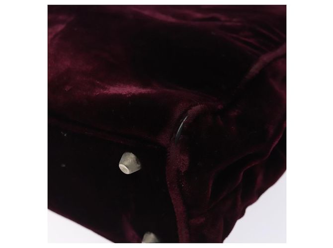 PRADA Borsa a Mano Velluto Bordeaux Argento Auth BA4254 Bordò - vista 12