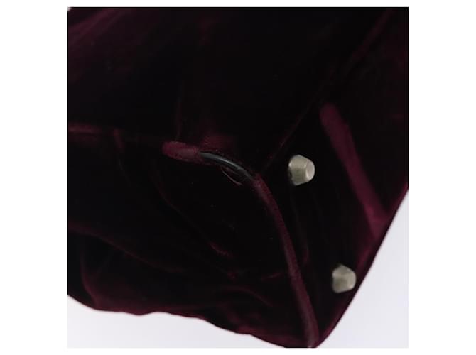 PRADA Borsa a Mano Velluto Bordeaux Argento Auth BA4254 Bordò - vista 13