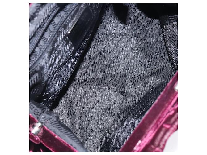 PRADA Borsa a Mano Velluto Bordeaux Argento Auth BA4254 Bordò - vista 16