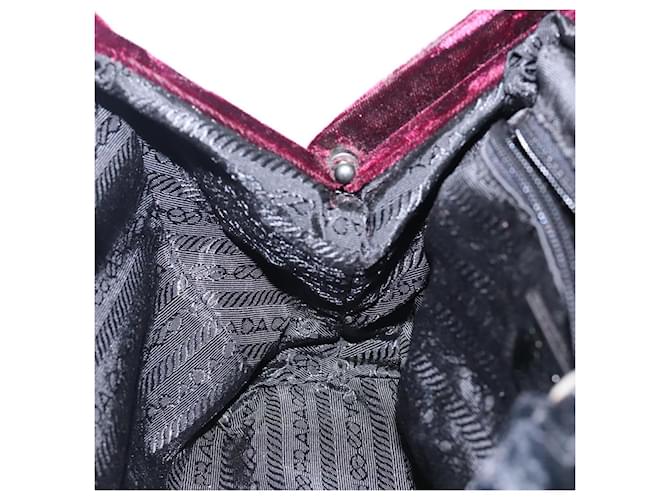 PRADA Borsa a Mano Velluto Bordeaux Argento Auth BA4254 Bordò - vista 18