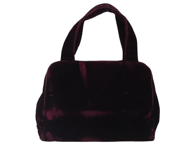 PRADA Borsa a Mano Velluto Bordeaux Argento Auth BA4254 Bordò - vista 2