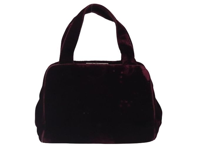 PRADA Borsa a Mano Velluto Bordeaux Argento Auth BA4254 Bordò - vista 3