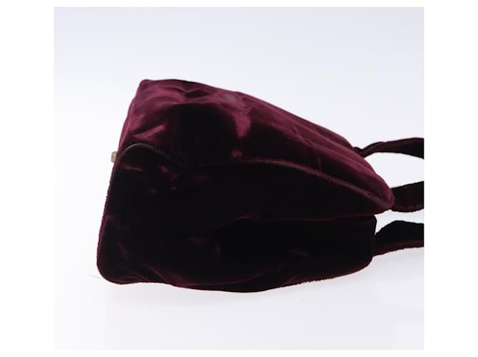 PRADA Borsa a Mano Velluto Bordeaux Argento Auth BA4254 Bordò - vista 4