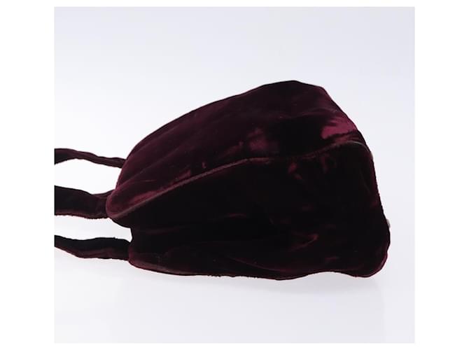 PRADA Borsa a Mano Velluto Bordeaux Argento Auth BA4254 Bordò - vista 5