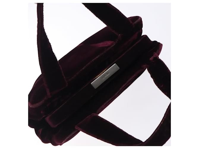 PRADA Borsa a Mano Velluto Bordeaux Argento Auth BA4254 Bordò - vista 6