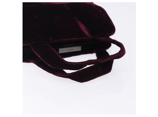 PRADA Borsa a Mano Velluto Bordeaux Argento Auth BA4254 Bordò - vista 7