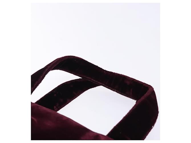 PRADA Borsa a Mano Velluto Bordeaux Argento Auth BA4254 Bordò - vista 8