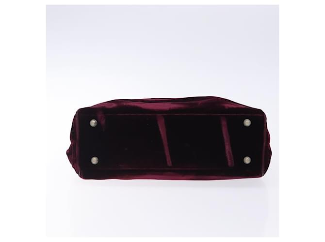 PRADA Borsa a Mano Velluto Bordeaux Argento Auth BA4254 Bordò - vista 9