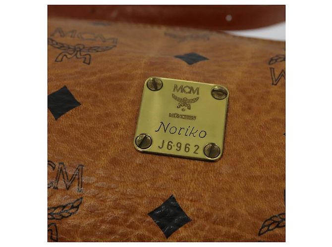 Borsa a spalla MCM Logogram Vicetos in pelle PVC marrone oro Auth BA4155 D'oro - vista 14