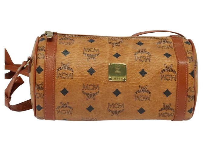 Borsa a spalla MCM Logogram Vicetos in pelle PVC marrone oro Auth BA4155 D'oro - vista 2