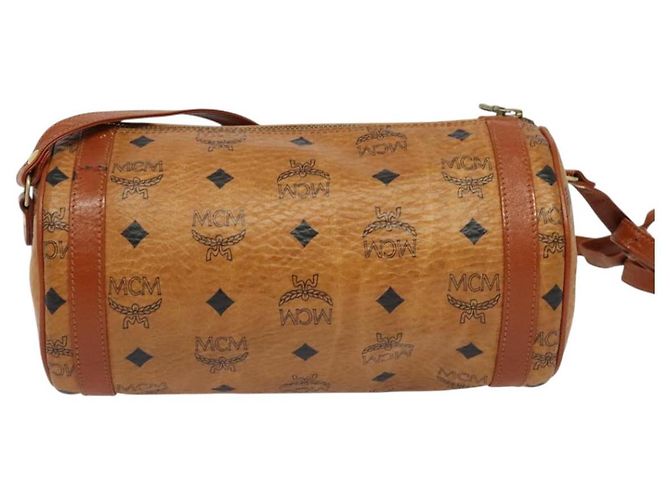 Borsa a spalla MCM Logogram Vicetos in pelle PVC marrone oro Auth BA4155 D'oro - vista 3
