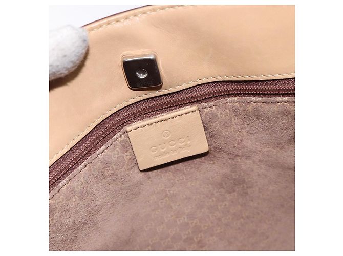 Gucci Borsa Tote in pelle beige argento 002 1135 Auth 132207 - vista 15