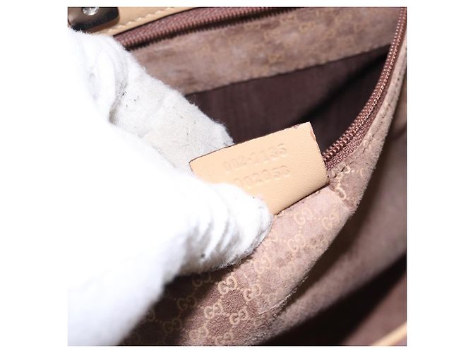 Gucci Borsa Tote in pelle beige argento 002 1135 Auth 132207 - vista 20