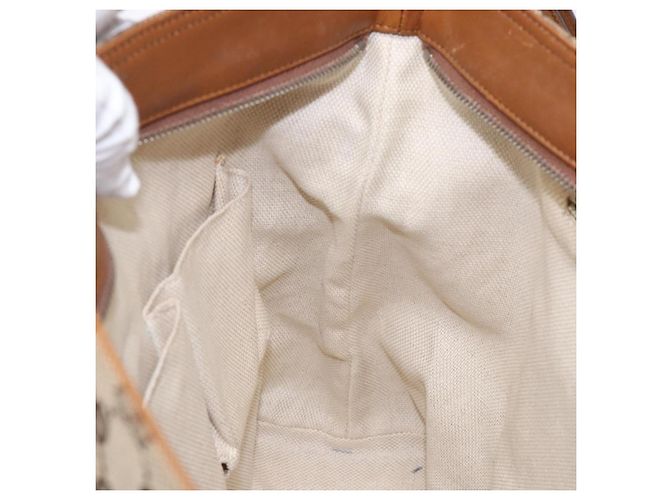 Borsa a Spalla Gucci GG Canvas Web Sherry Line Beige Argento 308930 Auth ep9380 - vista 19