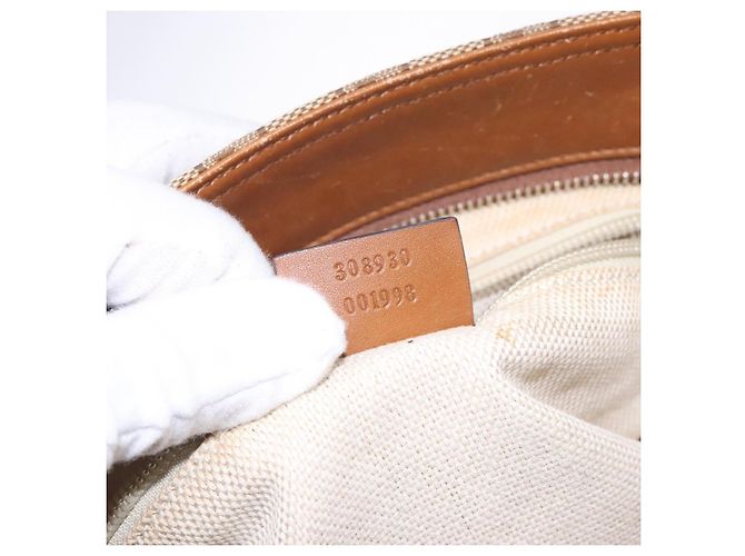 Borsa a Spalla Gucci GG Canvas Web Sherry Line Beige Argento 308930 Auth ep9380 - vista 21