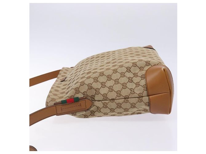 Borsa a Spalla Gucci GG Canvas Web Sherry Line Beige Argento 308930 Auth ep9380 - vista 5