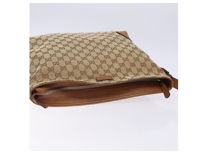 Borsa a Spalla Gucci GG Canvas Web Sherry Line Beige Argento 308930 Auth ep9380 - vista 6