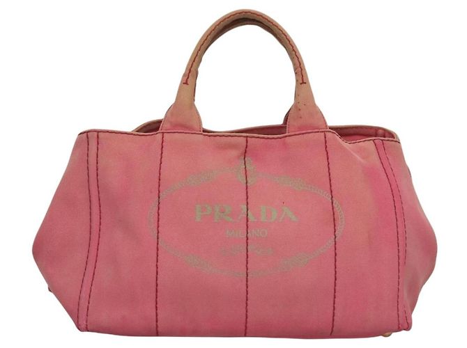 PRADA Canapa GM Borsa a Mano in Tela Rosa Oro Auth bs28066 D'oro - vista 2