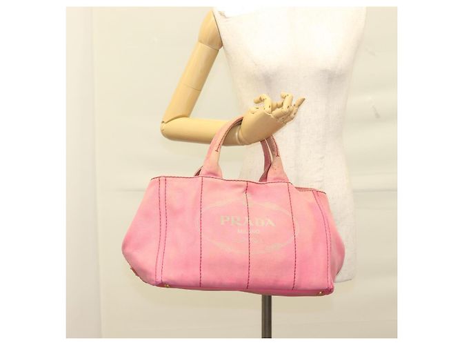 PRADA Canapa GM Borsa a Mano in Tela Rosa Oro Auth bs28066 D'oro - vista 21