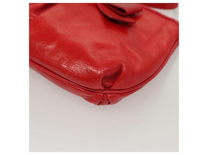 Miu Miu Accessory Pouch Leather Red Gold Auth ac3852 Golden - view 10