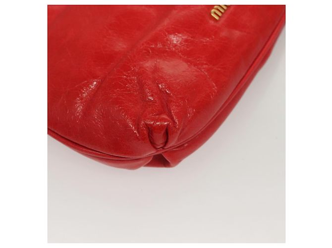 Miu Miu Accessory Pouch Leather Red Gold Auth ac3852 Golden - view 11