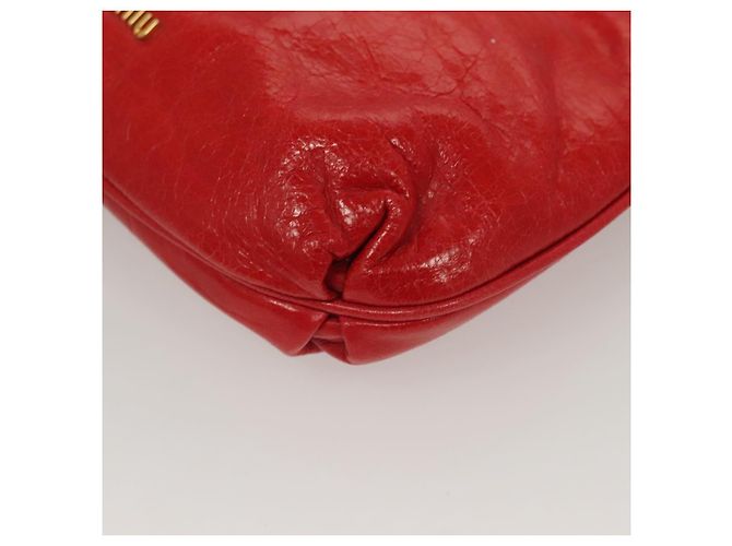 Miu Miu Accessory Pouch Leather Red Gold Auth ac3852 Golden - view 12