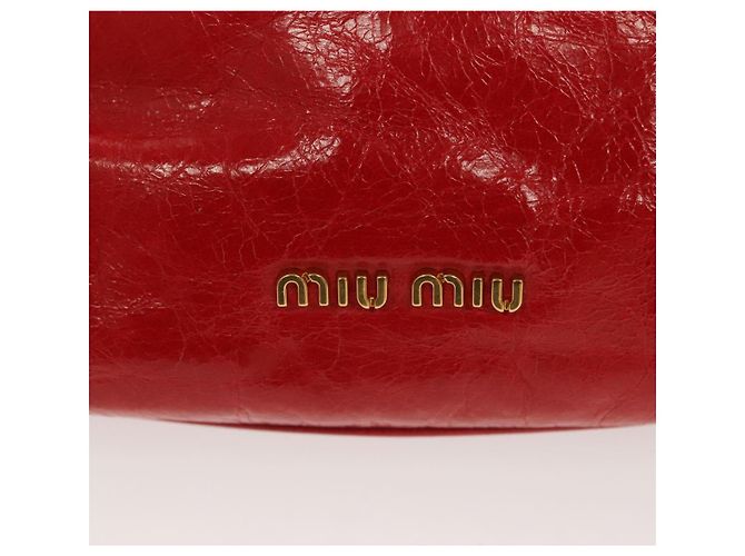 Miu Miu Accessory Pouch Leather Red Gold Auth ac3852 Golden - view 13