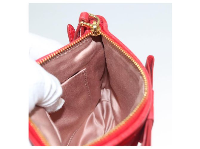 Miu Miu Accessory Pouch Leather Red Gold Auth ac3852 Golden - view 16