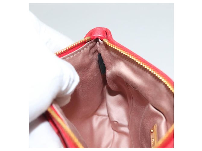 Miu Miu Accessory Pouch Leather Red Gold Auth ac3852 Golden - view 17