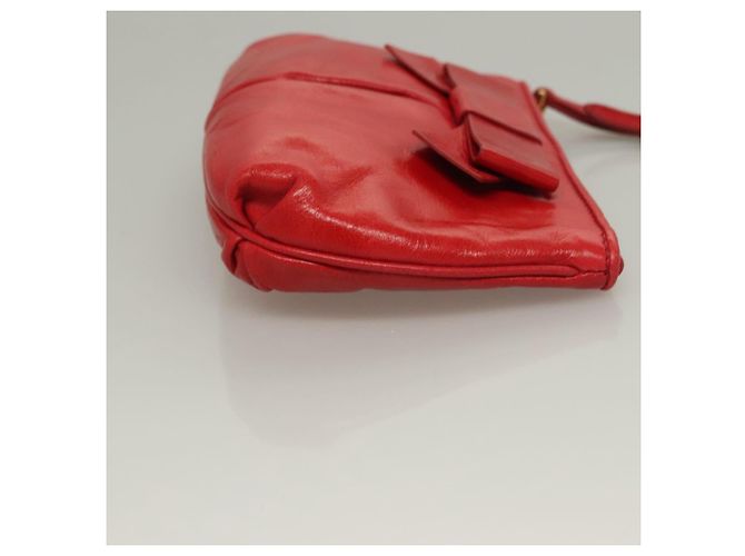 Miu Miu Accessory Pouch Leather Red Gold Auth ac3852 Golden - view 3