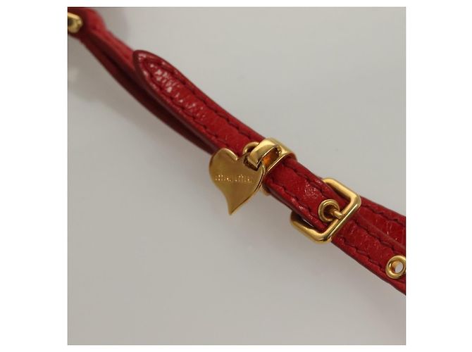 Miu Miu Accessory Pouch Leather Red Gold Auth ac3852 Golden - view 7