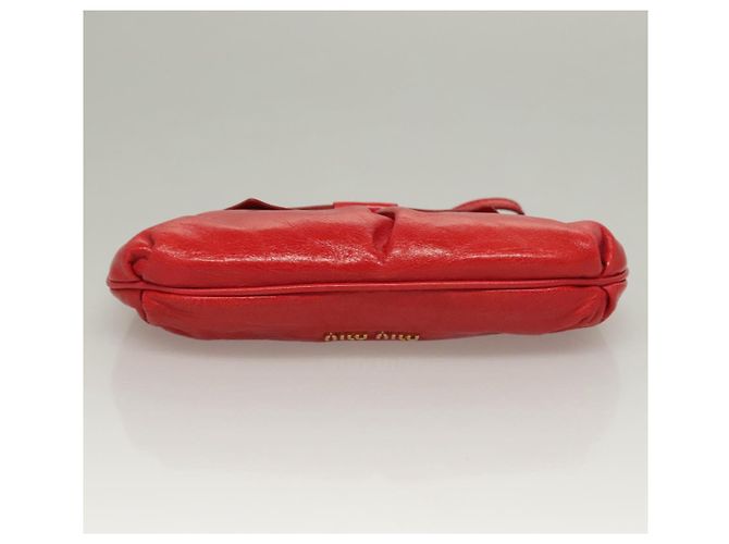 Miu Miu Accessory Pouch Leather Red Gold Auth ac3852 Golden - view 8