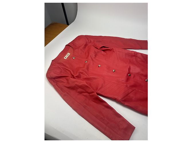 Vintage Courreges Lederjacke rot - Ansicht 5
