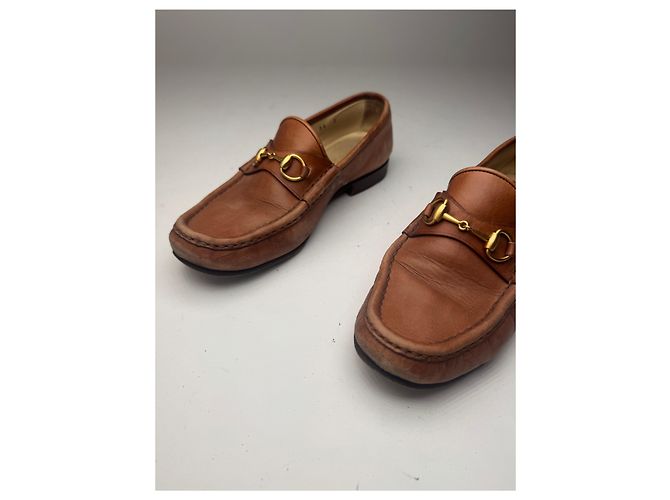 Mocassino in pelle marrone Horsebit vintage Gucci - vista 3
