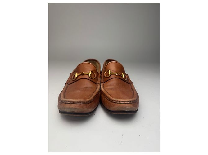 Mocassino in pelle marrone Horsebit vintage Gucci - vista 4