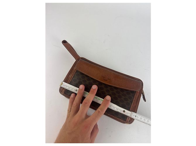 Céline Clutch in pelle monogramma Triomphe vintage Celine Paris marrone - vista 10