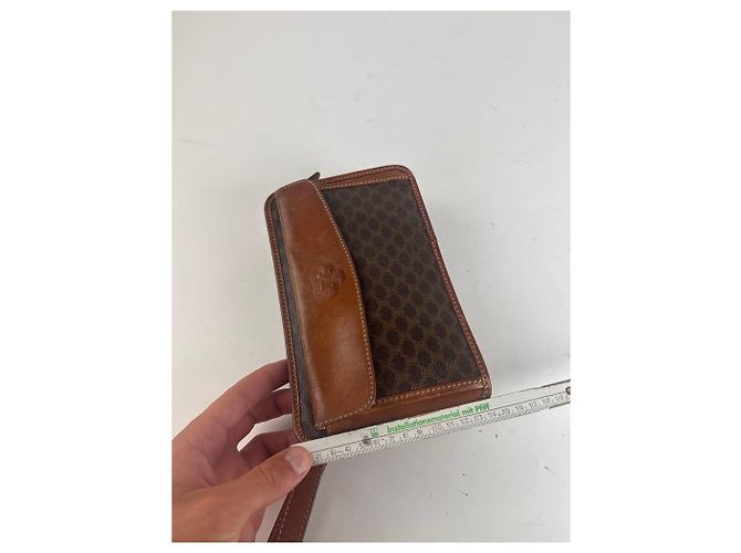 Céline Clutch in pelle monogramma Triomphe vintage Celine Paris marrone - vista 11