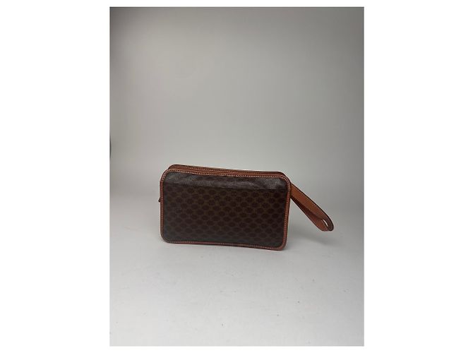 Céline Clutch in pelle monogramma Triomphe vintage Celine Paris marrone - vista 14