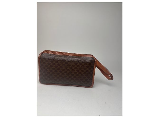 Céline Clutch in pelle monogramma Triomphe vintage Celine Paris marrone - vista 2