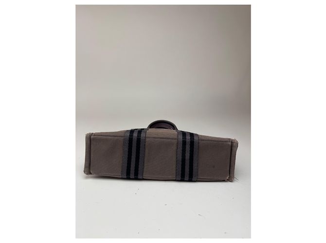 Hermès Mini tote in cotone vintage Hermes grigio - vista 11