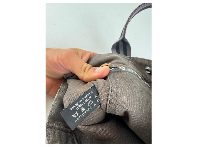 Hermès Mini tote in cotone vintage Hermes grigio - vista 5