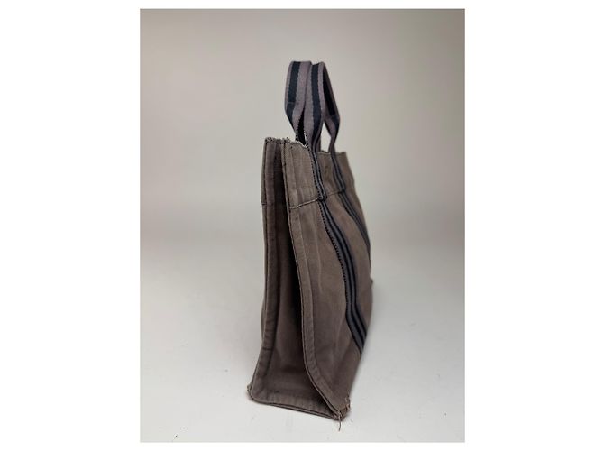 Hermès Mini tote in cotone vintage Hermes grigio - vista 7