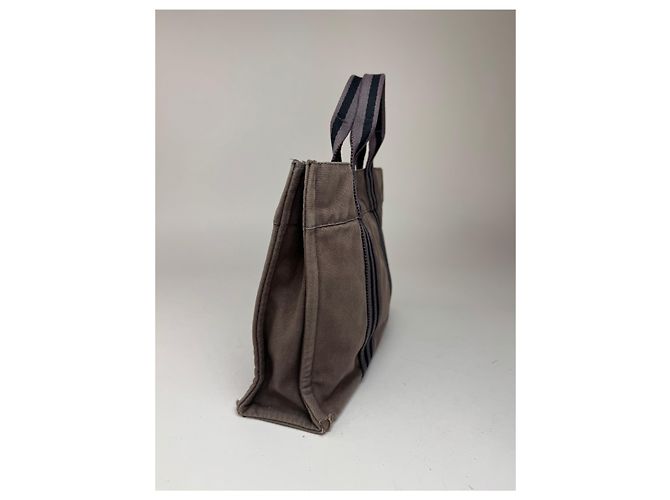 Hermès Mini tote in cotone vintage Hermes grigio - vista 9