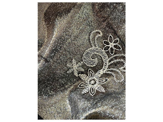 Marchesa Abito in pizzo ricamato e broccato in oro e nero D'oro Metallico - vista 8